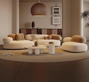 Sofa kerikil gaya krim Hotel ruang tamu, Sofa minimalis desain kreatif melengkung - Product Image 6