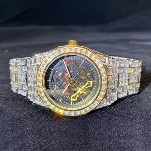 Alta calidad Premium VVS Iced Out Diamond Mens Watch Factory Custom Handset con Moissanite blanco Pantalla analógica Corona de cristal - Product Image 3