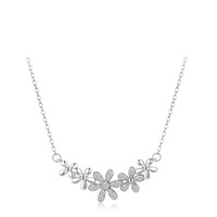 Collar de Cadena de Plata de Ley 925 con Flor de Margarita Micro Pavé de Circonitas para Mujer