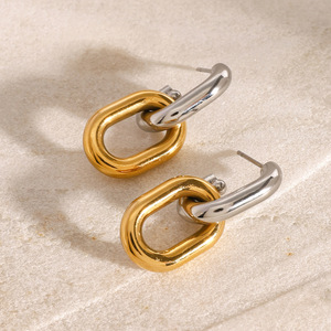 Pendientes Geométricos Yueli en Forma de U, de Oro y Plata, de Acero Titanio, para Fiestas y Moda - Product Image 4