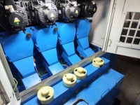 TCWB-M10TG-2 mesin penyadap mur spindel ganda 10 tipe lulus melalui Pres bor bangku mesin bor lubang Borehole kondisi digunakan