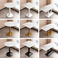 Meubles en bois modernes simples, pieds en métal, plateau en marbre, petite table ronde carrée, tables de bar de cuisine, tables de restaurant pour café