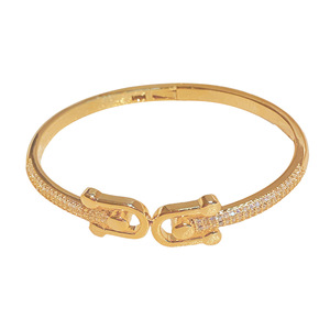 Double Headed U Shape Zircon Cuff <b>Bracelet</b> Gold And Silver Plated <b>Copper</b> Unisex Fashion Jewelry Geometric Design - Product Image 4