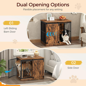 Cage à chien en bois robuste pour intérieur, avec porte en métal et séparateur à tiroir, pour animaux de grande taille - Product Image 2