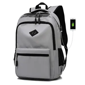 Tas punggung Laptop kapasitas besar, 2024 dengan pengisi daya USB tas bisnis tas ransel Laptop Logo kustom kapasitas besar