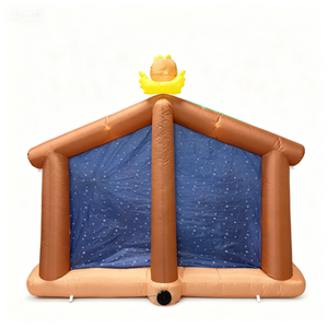 Crèche gonflable de 8 pieds de long avec lumières LED, décoration de jardin de Noël illuminée pour l'intérieur et l'extérieur, représentant la Sainte Famille. - Product Image 3