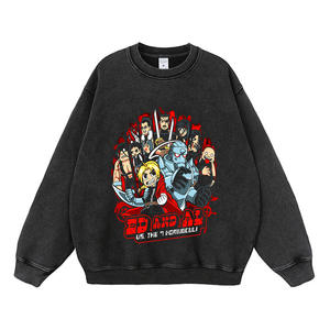 Chemise à manches longues pour homme en coton 100% noir lourd personnalisé de 300 grammes, lavage à l'acide, imprimé graphique Pokemoned Dragoned <span class=keywords><strong>Ball</strong></span> One Pieces Anime - Product Image 3