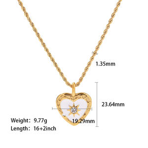 สร้อยคอรูปหัวใจทำจากเหล็กไทเทเนียม8ชิ้นสำหรับผู้หญิงทันสมัยทำจากสเตนเลสเซอร์คอนชุบทองจี้รักแป้งทอดแบบโบราณ - Product Image 6