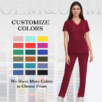 V-Hals 4-Way Stretch Verpleegster Uniform Vrouw Scrubs Uniformen Sets Custom Logo Duurzame Ademende Arts Verpleegster Outfits