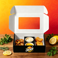 Boîte de restauration jetable en papier avec porte-gobelet à sauce, impression de logo personnalisé, boîte d'emballage pour sushis, biscuits, churros avec fenêtre