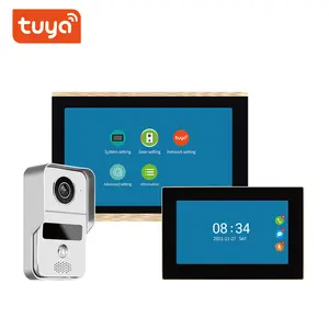 TUYA Kit interkom untuk aplikasi rumah, Kit interkom rumah layar sentuh 10 inci 7 warna 1080P, sistem kontrol akses RFID, bel pintu Video Wifi nirkabel