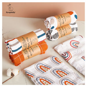 カンゴバビーカスタム赤ちゃんコットンモスリンブランケット2層おくるみブランケット卸売100% コットンベビーモスリンブランケットバスタオル - Product Image 1