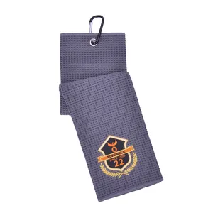 Toalha de golfe de algodão Huiyi, toalha de golfe personalizada barata de alta qualidade e microfibra personalizada, ideal para venda