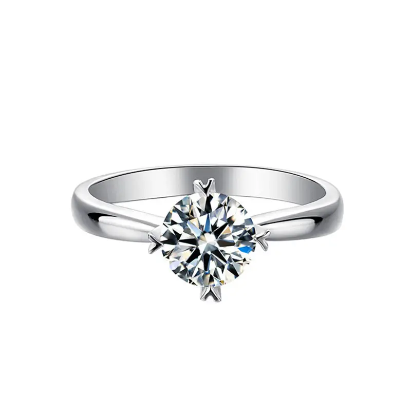 Most popular 1ct D color VVS1 clarity moissanite rhodium plated 925 silver moissanite rings