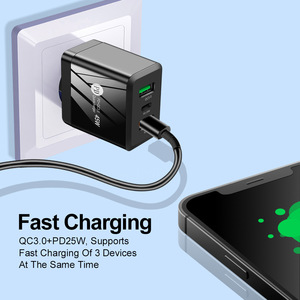 2022 High Quality Universal EU UK US 45W Plug Type-<b>C</b>+Dual <b>USB</b> Port QC3.0 Fast Charger Quick Charging for Mobile Phones - Product Image 4