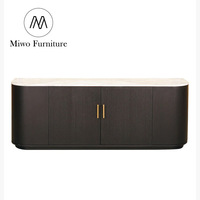 Meuble console moderne sur mesure de haute qualité, armoire de chambre à coucher en bois massif avec comptoir en marbre, buffet noir