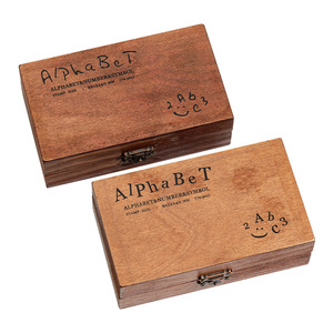 Ensemble de tampons en bois vintage avec lettres et chiffres, tampons en caoutchouc rétro gravés avec boîte de rangement en bois, tampons décoratifs DIY pour scrapbooking - Product Image 3