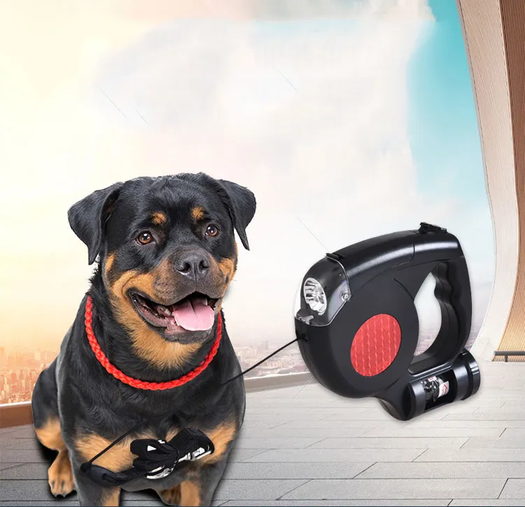 Регулируемый поводок для собак, автоматический светодиодный поводок для бега, поводок для собак, поводок для собак с диспенсером для мешков