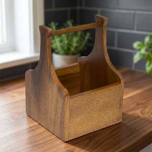 Support à ustensiles en bois écologique fait main, taille et forme personnalisables, non pliable, à un seul niveau, pour rangement de cuisine, portable - Product Image 1