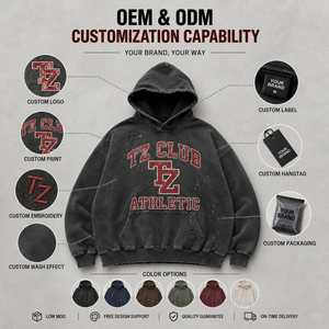 Sudadera con capucha vintage con lavado ácido y efecto desgastado, con cremallera y estampado <span class=keywords><strong>de</strong></span> camuflaje <span class=keywords><strong>de</strong></span> hojas, <span class=keywords><strong>de</strong></span> algodón grueso, estilo oversize urbano para hombre - Product Image 5