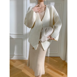 2025 Mới Nặng Trọng Lượng Giản Dị Mùa Đông Dệt Kim Cardigan Trung Quốc Phong Cách Lớn Áo Len Với Pháp Lười Biếng Phong Cách Lỏng Lẻo Và Dày - Product Image 1