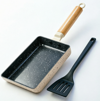 Poêle carrée japonaise Tamagoyaki en céramique blanche, antiadhésive, pour œufs roulés, avec poignée sûre au toucher froid, ustensile de cuisson sain