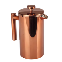Vente en gros de thé à café et thé à presse française en acier inoxydable à double paroi en or rose pour le camping