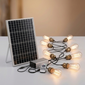 Guirlande solaire commerciale à ampoules LED Edison S14 avec culot E27, étanche, lumière chaude, pour bar, mariage, fête, jardin, bistrot, banquet - Product Image 1