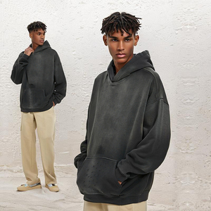 Haute Qualité Spun Horse <span class=keywords><strong>Chestnut</strong></span> Eau Lavée Distressed Edge Sport Marque Unisexe À Capuche - Product Image 2