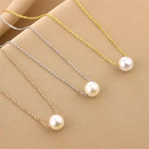 Fashion simple stainless steel jewelry does not fade girls pearl necklace