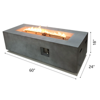 Table de foyer extérieur rectangulaire moderne Luxstar 60 pouces, 56 x 28 pouces, gris, 50000 BTU, pierres de lave, housse de protection incluse