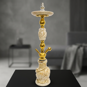 Farida - Cachimba de Lujo con Base de Mármol Egipcio, Bandeja de Mármol Pesado y Elegante Base de Latón - Product Image 6