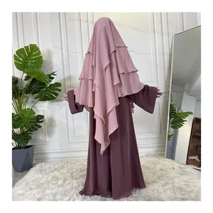 SIPO Niqab Grown Musulmane Islamic Clothing Casual Dress Modest Wear Hijab Prayer Khimar Plus Size Women's Dresses EID Chiffon