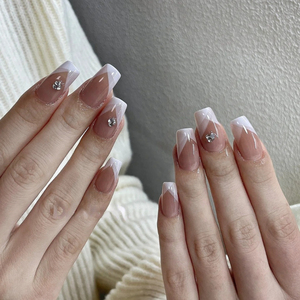 10 pièces de faux ongles en forme de cercueil français, faits à la main, taille moyenne, été 2024, nouveaux, simples, pour femmes, articles à la mode, vente en gros - Product Image 4