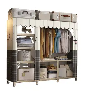 YQ JENMW Simple household wardrobe rental house is convenient to move and can fold the wardrobe