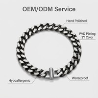 Bracelet chaîne cubaine en acier inoxydable pour hommes, placage PVD couleur 2Y, poli à la main, étanche, hypoallergénique, bijoux OEM ODM