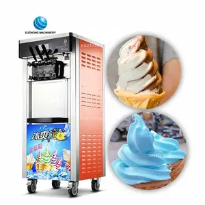 Yaz sezonu sıcak satış dondurma makinesi makinesi otomatik ticari yumuşak dondurma makinesi 3 lezzet yumuşak dondurma yapma makinesi