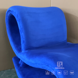 Sillón Curvo de Terciopelo Azul Real de Primera Calidad, Sillón Clásico Moderno para Sala de Estar, Sillas de Terciopelo - Product Image 4