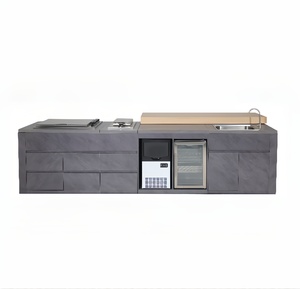Hete Verkoop Premium Roestvrijstalen Outdoor Houten Bar Teller Modern Design Waterdicht En Hittebestendig Grote Gootsteen Bbq Kast