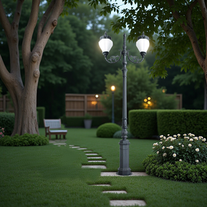 European Antique LED Garden <strong>Light</strong> IP55 AC Glass Aluminum Lamp Body <strong>Vintage</strong> <strong>Street</strong> Lamp Post 6000K Daylight Remote Control 3-Year - Product Image 2