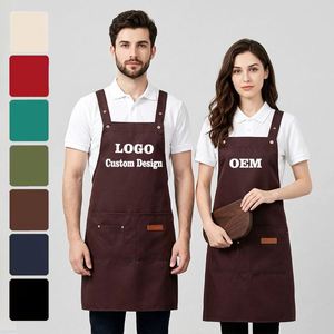Tablier de cuisine sans manches en toile imperméable et résistante à l'huile pour homme, style tendance, bretelles croisées durables, marron - Product Image 1