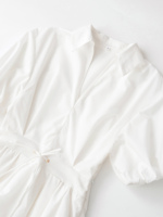 Robe courte décontractée à col rabattu, manches courtes, couleur blanche, à lacets, pour femmes