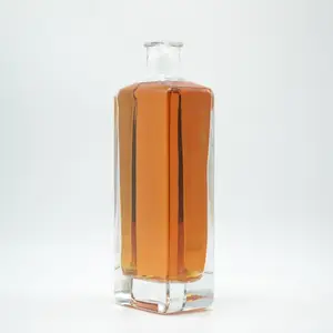Whisky Glass Bottle 750ml 700ml French Square Glass Bottle Gin Whisky Wine Spirit Glass Bottle For Liquor 500ml Manufacture Wholesale