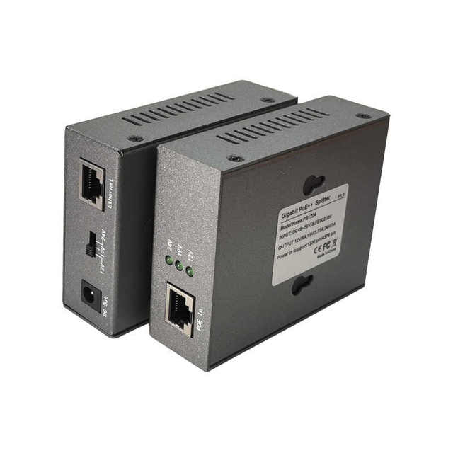 PS1224 802.3af/at/bt POE Switch Splitter 19VDC Output 80w 100M Transmission Distance High Power Poe Splitter