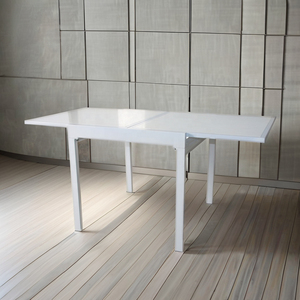 <span class=keywords><strong>Mesa</strong></span> de <span class=keywords><strong>comedor</strong></span> de diseño moderno con tapa de vidrio templado <span class=keywords><strong>y</strong></span> marco de <span class=keywords><strong>acero</strong></span> con extensión telescópica para cocina, sala de estar u oficina - Product Image 3