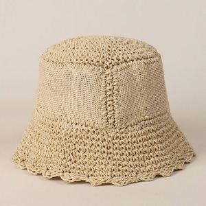 High Quality Women Summer Breathable <b>Sunscreen</b> Sun Hat Hand Crocheted Paper Straw Casual Fashion Fisherman Hat Beach Bucket Hat - Product Image 1