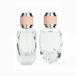 high end Luxury 50ml empty spray perfume bottle unique shape refillable glass perfume bottle for women perfume with matched lid