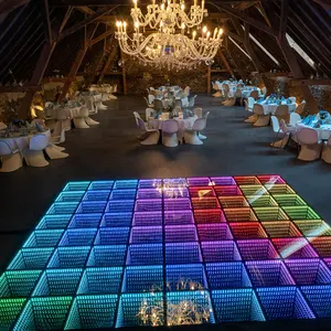 Most Popular Light Dmx512 Banquet Magnet Connection Gloss Banquet Led 3d Mirror Screen Dance Floor Tiles Hire