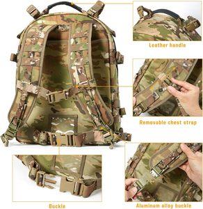 Multicam 30L Daypack Molle Rucksack Leather Handle Removable Chest Belt Outdoor <b>Hiking</b> Hunting Fishing <b>Camping</b> Tactical Backpack - Product Image 4