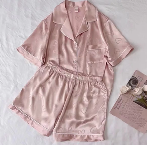 Set Pigiama <span class=keywords><strong>in</strong></span> Raso per Donna, Camicia a Maniche Corte XS-4XL, Set Pigiama Floreale, Abbigliamento Morbido per Casa e <span class=keywords><strong>Notte</strong></span> - Product Image 1